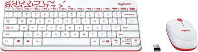 Logitech MK240 Wireless Keyboard and Mouse Combo(White&Vivid Red)