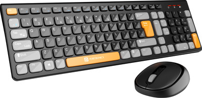 Portronics Key7 Combo Mouse Combo Set with 2.4Ghz, 1200 DPI Wireless Standard Laptop Keyboard Compatible with Desktop, Laptop, Mac Key7 Combo(Black, Orange)