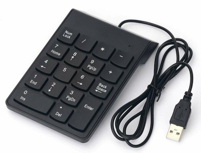 JDS PREMIUM Wired Number Pad - Numeric Keypad Silent 18 Keys USB Numpad, Portable Wired USB Multi-device Keyboard(Black)