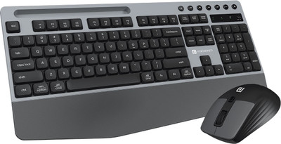 Portronics Key10 Combo Wireless Keyboard & Mouse, Wrist Rest, Media Hotkeys, USB Receiver, Wireless Handheld Laptop Keyboard Compatible with Desktop, Laptop, Mac(Grey)