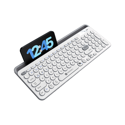 Portronics Bubble 3.0 Wireless Bluetooth Rechargeable Keyboard,Dual Height Adjustment Bluetooth, Wireless Standard Laptop Keyboard Compatible with Laptop, Desktop(White)