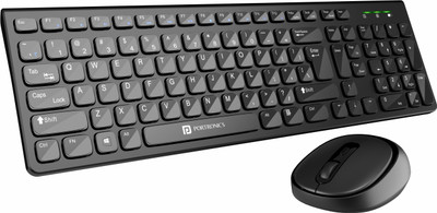 Portronics Key7 Combo Keyboard Mouse Combo Set with 2.4Ghz, 1200 DPI Wireless Standard Laptop Keyboard Compatible with Desktop, Laptop, Mac Key7 Combo(Black)
