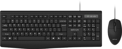 ASTRUM KC100 - Desktop USB Wired Keyboard and Mouse Wired USB Standard Multi-device Keyboard Compatible with Desktop, Laptop, Mac(Black)
