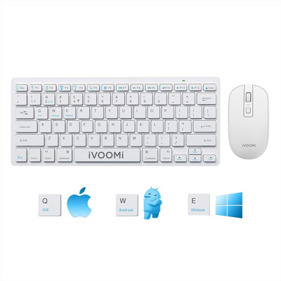 iVoomi IV-109 Wireless Handheld Multi-device Keyboard Compatible with Desktop, Laptop, Mac(White)