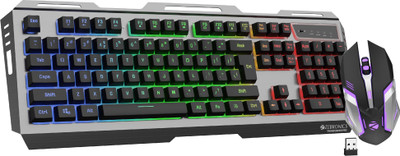 ZEBRONICS Transformer Pro Wireless Standard Multi-device Keyboard Compatible with Desktop, Laptop, Mac Gaming Keyboard & Mouse, 2.4GHz, LED Modes,Type C, Al body(Black, MultiColor LED Modes, Aluminum Body, Double Shot Keycaps, Up To 4000 DPI)