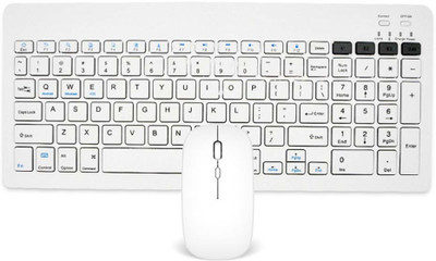 TECPHILE KB2858 Multi-Device Wireless Keyboard and Mouse Combo with 4 Device Connectivity Wireless, Bluetooth Handheld Multi-device Keyboard Compatible with Desktop, Laptop, Tablet, iPad, Mac(White)