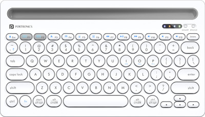 Portronics Bubble Dock Bluetooth, Wireless Handheld Multi-device Keyboard Compatible with Desktop, Laptop, Mac with Tablet/Smartphone holder 12 inch wide & On/Off switch,Compact Tenkeyless(White)