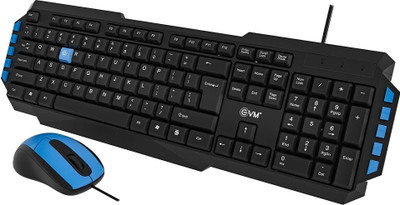 EVM WDKM-414 Wired USB Standard Multi-device Keyboard Compatible with Desktop, Laptop, Mac Led Indicator, 1.2 Cable Lenghth, Smooth keystrokes(Black3)