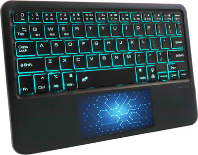 TECPHILE B102D Wireless Keyboard with Touchpad & Backlit, Ultra-Slim, Multi Device Bluetooth Handheld Multi-device Keyboard Compatible with Desktop, Laptop, Tablet, iPad, Mac multimedia_keys(Black)