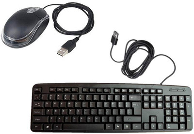 ANJO 2 in 1 Combo Of USB LED Mouse & Wired USB Standard Multi-device Keyboard Compatible with Desktop, Laptop, Mac(Black)