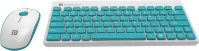 Portronics POR-373 Key2 & Mouse Combo Wireless Laptop-size Laptop Keyboard Compatible with Desktop, Laptop, Mac Compact Light-Weight for PCs, Laptops and Smart TV(White, Green)