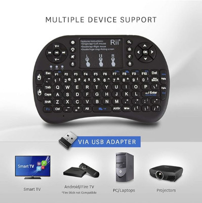 GUGGU BGF_859A_Mini Wireless Keyboard with Light with Attach, Mouse for pc, Tablets Wired USB Thumb-size Multi-device Keyboard Compatible with Desktop, Laptop, Mac(Black)