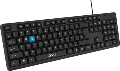 EVM WDK-216 Wired USB Standard Multi-device Keyboard Compatible with Desktop, Laptop, Mac(Black)