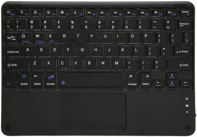 FKU 10 Inch Rechargeble Bluetooth Keyboard With TouchPad, Ultra Slim Keyboard Bluetooth, Wireless Multi-device Keyboard(Black)