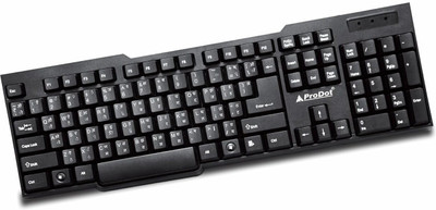 PRODOT Hindi Devanagari (English to HIndi Typing)| with Rupee key | Ergonomic Design Wired USB Standard Multi-device Keyboard Compatible with Desktop, Laptop, Mac(Black)