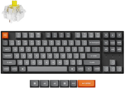 Keychron K8 Max QMK Wireless Mechanical Keyboard / Fully Assembled / RGB Backlight Bluetooth Standard Multi-device Keyboard Compatible with Desktop, Laptop, Mac(Black - Switches - Banana)