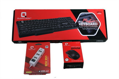 Quantron QKB-14 MASTER KEYBOARD + WIRED MOUSE + 4 PORT USB HUB Wired USB Standard Multi-device Keyboard Compatible with Desktop, Laptop, Mac Easy to Use,Plug and Play,Quick, Comfy Durable body(Black)