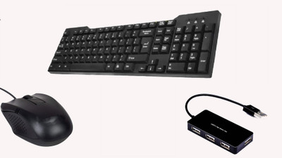 Di Innovating Technology 3H COMBO Wired USB Standard Multi-device Keyboard Compatible with Desktop, Laptop, Mac(Black)