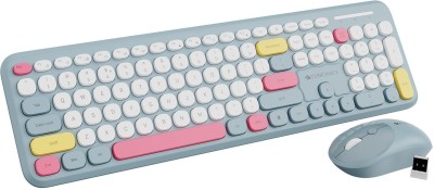 ZEBRONICS Companion 302 2.4GHZ Wireless Keyboard & Mouse Combo with UV Printed Keys Wireless Multi-device Keyboard(Blue)