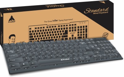 PRODOT QWERTY Keyboard with Low Profile Keys for Windows, Mac, PC, Laptop (KB-Alive) Wired USB Multi-device Keyboard(Black)