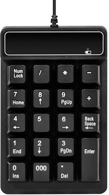 VOOCME USB Number Pad, 19 Keys Waterproof Silent Numeric Keypad Wired USB Laptop-size Multi-device Keyboard Compatible with Desktop, Laptop, Mac Easy to Use,Plug and Play,Quick, Comfy Durable body(Black)