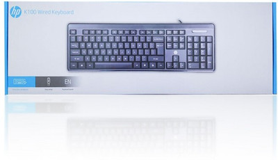 HP K100 Wired USB Standard Multi-device Keyboard Compatible with Desktop, Laptop, Mac stand support,K100(Black)