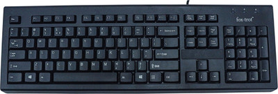 fox-trot Wired Keyboard Desktop Wired USB Standard Multi-device Keyboard Compatible with Desktop, Laptop, Mac(Black)