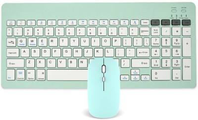 TECPHILE KB2858 Multi-Device Wireless Keyboard and Mouse Set with 4 Device Connectivity Wireless, Bluetooth Multi-device Keyboard(Green)