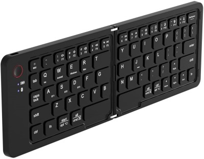 CPEX Bluetooth Foldable Wireless Keyboard with Holder Portable Rechargeable Bluetooth Multi-device Keyboard(Black)