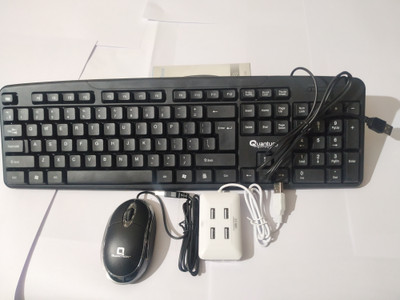 Quantron QKB-11 - KEYBOARD +QMU-540 WIRED MOUSE+QUH -220 USB HUB 4 PORT). Wired USB Standard Multi-device Keyboard Compatible with Desktop, Laptop, Mac(Black) Quantron QKB-11 - KEYBOARD +QMU-540 WIRED MOUSE+QUH -220 USB HUB 4 PORT). Wired USB Standard Multi-device Keyboard Compatible with Desktop, Laptop, Mac(Black)