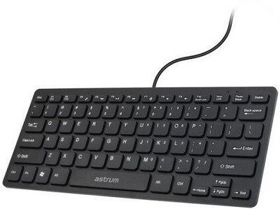 ASTRUM KB350 Mini Wired USB Keyboard Wired USB Standard Multi-device Keyboard Compatible with Desktop, Laptop, Mac(Black)