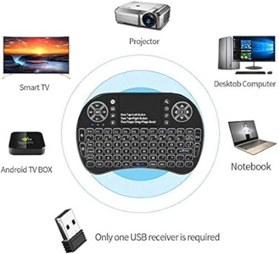 GUGGU BGF_862A_Mini Wireless Keyboard with Light with Attach, Mouse for pc, Tablets Wired USB Thumb-size Multi-device Keyboard Compatible with Desktop, Laptop, Mac(Black)