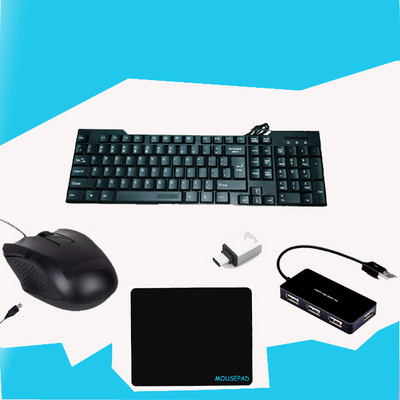 RSG 5C COMBO Wired USB Standard Multi-device Keyboard Compatible with Desktop, Laptop, Mac(Black)