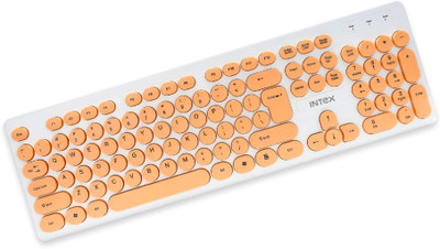 Intex Wired Keyboard Classy (IT-KB335) Wired USB Standard Multi-device Keyboard Compatible with Desktop, Laptop, Mac stand support,multimedia_keys(White & Orange)