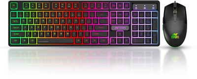 Ant Esports KM1600, Wired Backlit Rainbow LED Keyboard & 3200 DPI Gaming Mouse for PC/Laptop Wired USB Standard Gaming Keyboard Compatible with Desktop, Laptop, Mac KM1600, Wired Backlit Rainbow LED Keyboard & 3200 DPI Gaming Mouse for PC/Laptop(Black)