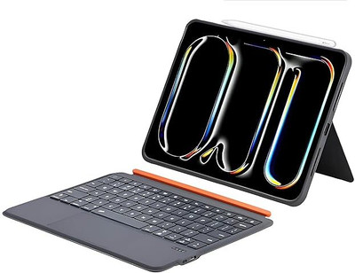Proelite TouchPad Keyboard Case for iPad Pro 11 inch M4 2024 Built-in 7-Colors Backlit Bluetooth Standard Tablet Keyboard Compatible with Desktop, Laptop, Mac(Grey)