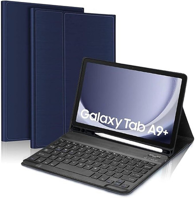 Proelite Keyboard case Cover for Galaxy Tab A9 Plus 11 inch with S Pen Holder Bluetooth Standard Tablet Keyboard Compatible with Desktop, Laptop, Mac Easy to Use,Plug and Play,Quick, Comfy Durable body(Dark Blue)