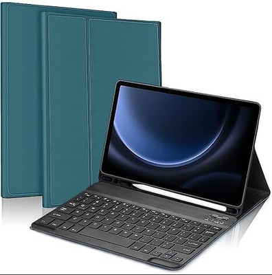 Proelite Keyboard case for Galaxy Tab S9 FE Plus/S9 Plus/S10+ 12.4 inch with S Pen Holder Bluetooth Standard Tablet Keyboard Compatible with Tablet(Dark Green)