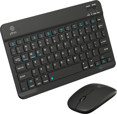 pTron Keyvo KW4 Bluetooth Laptop-size Multi-device Keyboard Compatible with Laptop, Desktop, Laptop, Mac Bluetooth Keyboard & Mouse Combo Set, 1600 DPI(Black)
