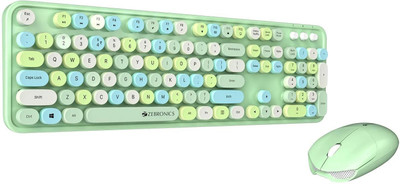 ZEBRONICS Zeb-Companion 300 Wireless Standard Desktop Keyboard Compatible with Desktop, Laptop, Mac Zeb-Companion 300 Wireless Keyboard with Retro Keys(Green)