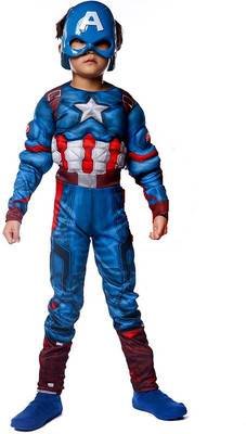 Aditya Fashion World Captain America Full Muscle Dress Set With Mask Kids Costume Wear
