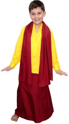 KAKU FANCY DRESSES Buddha Costume For Boys, Tibetan Shaolin Monk Dress - Yellow, 3-4 Years Kids Costume Wear