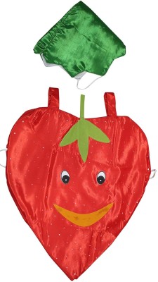 KAKU FANCY DRESSES Strawberry Fruit Costume Cutout with Cap For Boys & Girls (Freesize 3-12 Yr) Kids Costume Wear