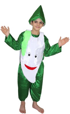 KAKU FANCY DRESSES Vegetable Costume Radish Dress for Boys & Girls - White & Green, 10-11 Years Kids Costume Wear