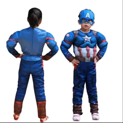 Adarsh Enter Captain America Full Muscle Dress Set With Mask Kids Costume Wear