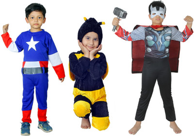 KAVITAENTERPRISE Normal Capatain America + Honey Bee + Thor Kids Costume Wear