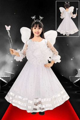 Stylish Collection Girls Maxi/Full Length Festive/Wedding Dress(White, Full Sleeve)