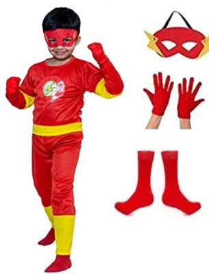 RIYA FASHION ENTERPRISES Flash Superhero dress with face mask, cape,Gloves, and Socks for 2-8 years kids Kids Costume Wear