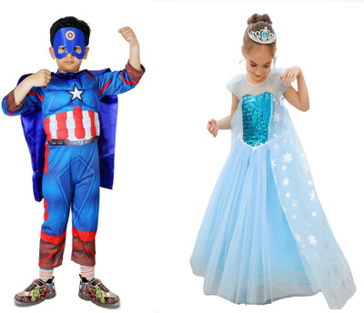 FRAIVIKO Captain Ameirca and Elsa Costume Kids Costume Wear