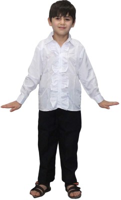 KAKU FANCY DRESSES Frill Shirt for Boys, Western Dance Costume (Only Shirt)- White, 7-8 Years Kids Costume Wear